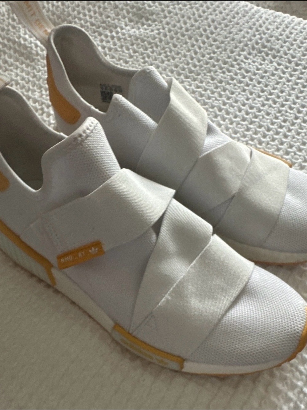 adidas NMD_R1 Women’s White Mesh Low Top Strap-On Athletic Sneakers Size 11